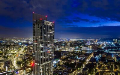 Manchester by night - Beetham Tower captured by LUNAR Aerial Imaging credit-LUNAR