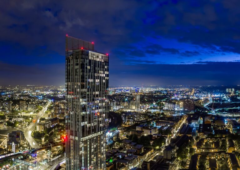 Manchester by night - Beetham Tower captured by LUNAR Aerial Imaging credit-LUNAR