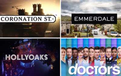 Title cards for Hollyoaks, Coronation Street, Emmerdale and Doctors