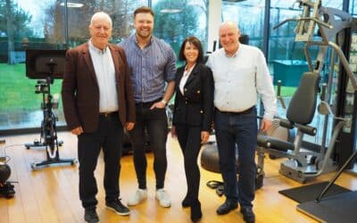 l-r - Andy Bell, Transform Hub founders Calderbank and Barker and Fergus Lyons