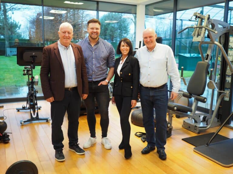 l-r - Andy Bell, Transform Hub founders Calderbank and Barker and Fergus Lyons