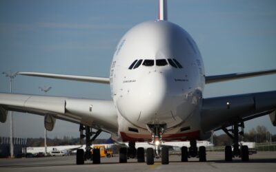 An AirbusA380 on the runway