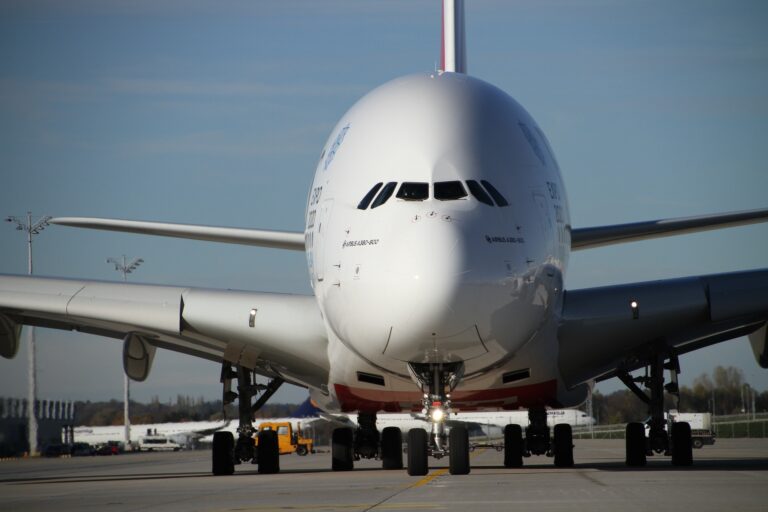 An AirbusA380 on the runway