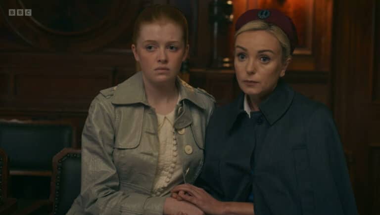 Lucy Burrows, left, and Helen George