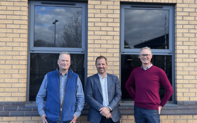 Richard Pennington, FourNet CEO, (centre) with Mark Lamont (left) and James Baly (right)