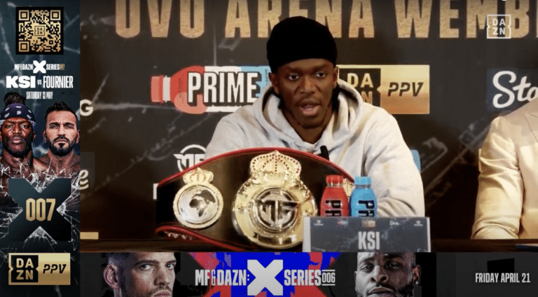 KSI at a preview event for his forthcoming fight, YouTube/DAZN
