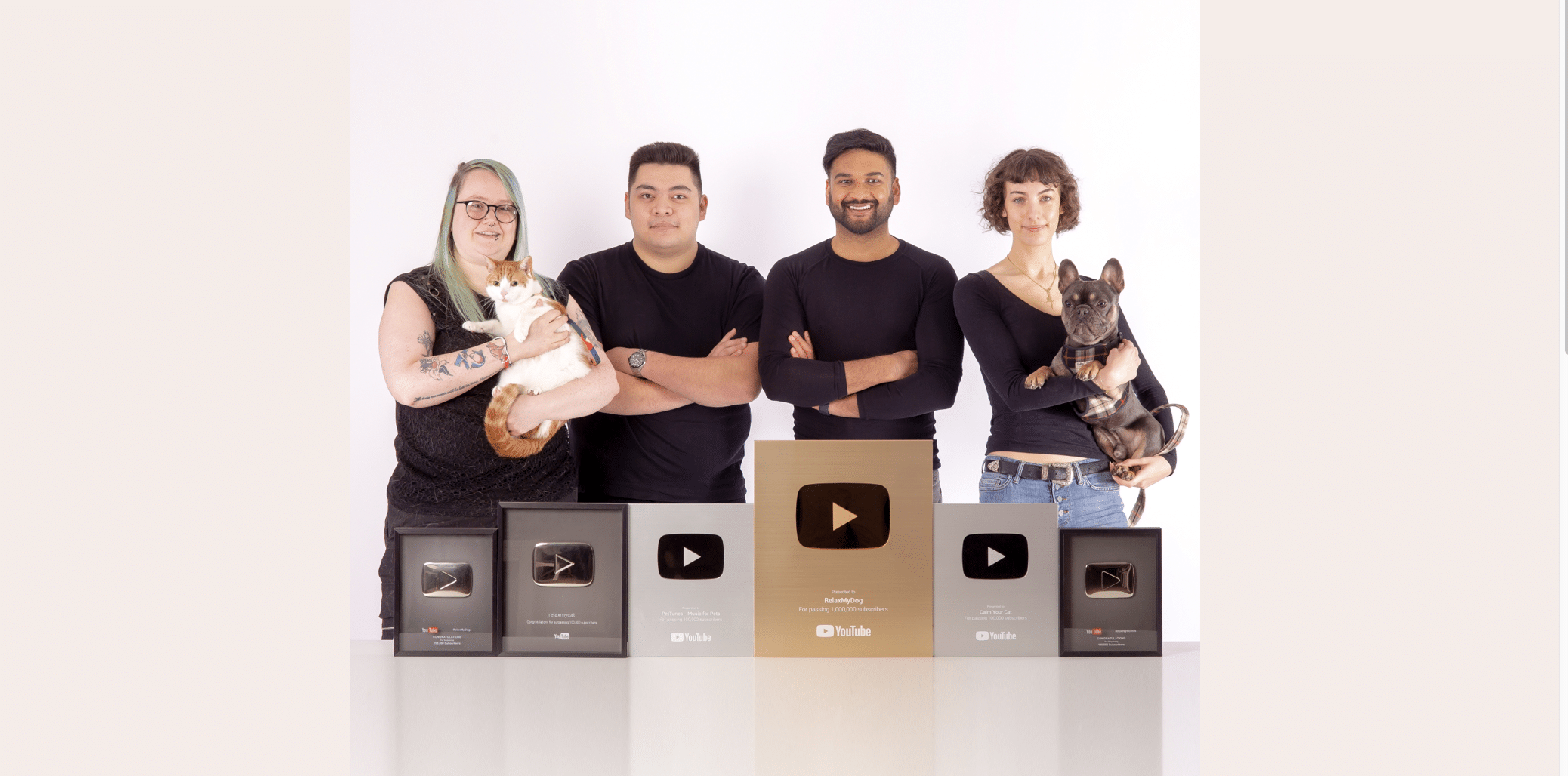 The MusicForPets team with their YouTube Awards haul