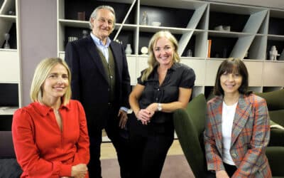 Heather Baker, CEO, Nigel Howes, chair, and Louise Vaughan, chief client office, Definition Group, with Jennie Gerry, MD of otm