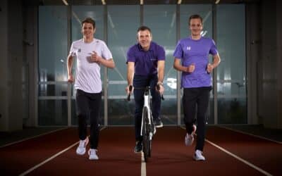 The Brownlee brothers with Quickline CEO Sean Royce