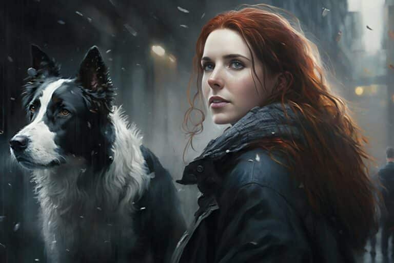 Charlotte Walker and Bronte the dog, by Neil Burn