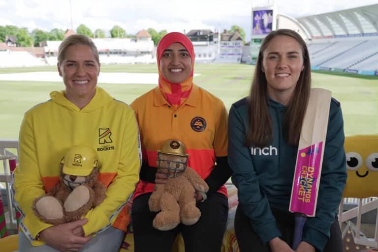 Abtahar Maqsood (centre) and the Sciver-Brunts