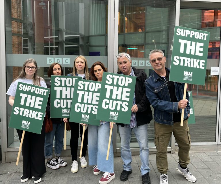 BBC Merseyside journalists man the picket lines. Marc Geier/Twitter