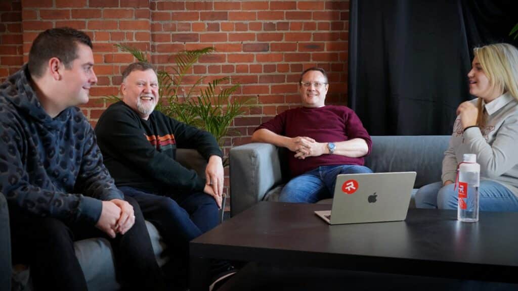 L-R Jamie Brayshaw, Leo Cubbin, Phil Gaskell and Amy Wall from Ripstone Studios.