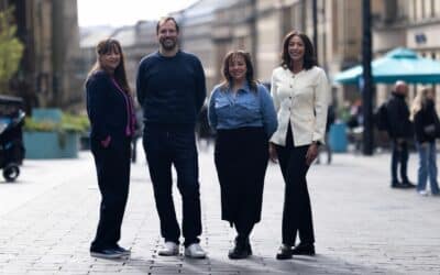 Images show: (l-r): Lynsey Robinson, director of DigitalCity, James Bunting, Chair of the Dynamo North East Advisory Board, Fay Cooper, Chief Product Officer at Scrumconnect Consulting and Taya Reynolds, Chief Technology Officer at Hays Travel.