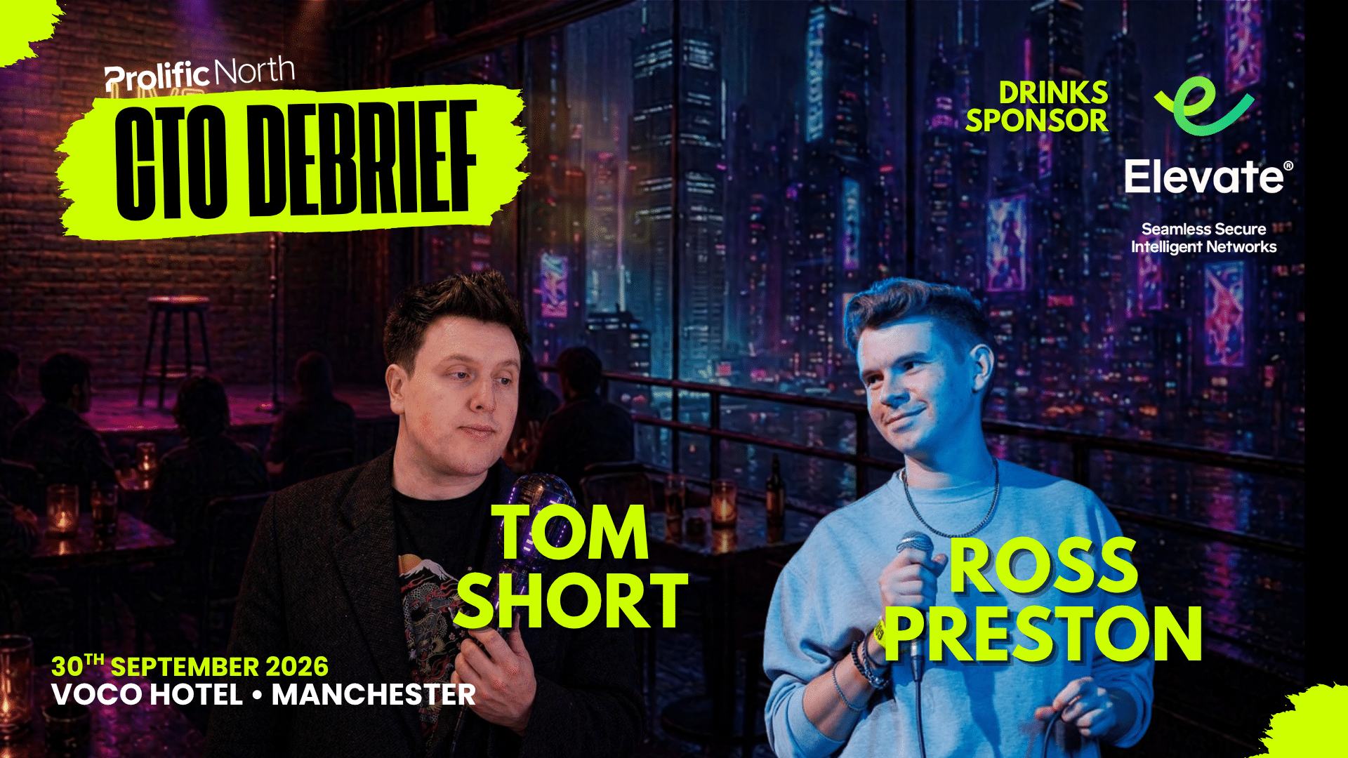 CTO Debrief announces comedy headliners and Elevate as after-drinks sponsor