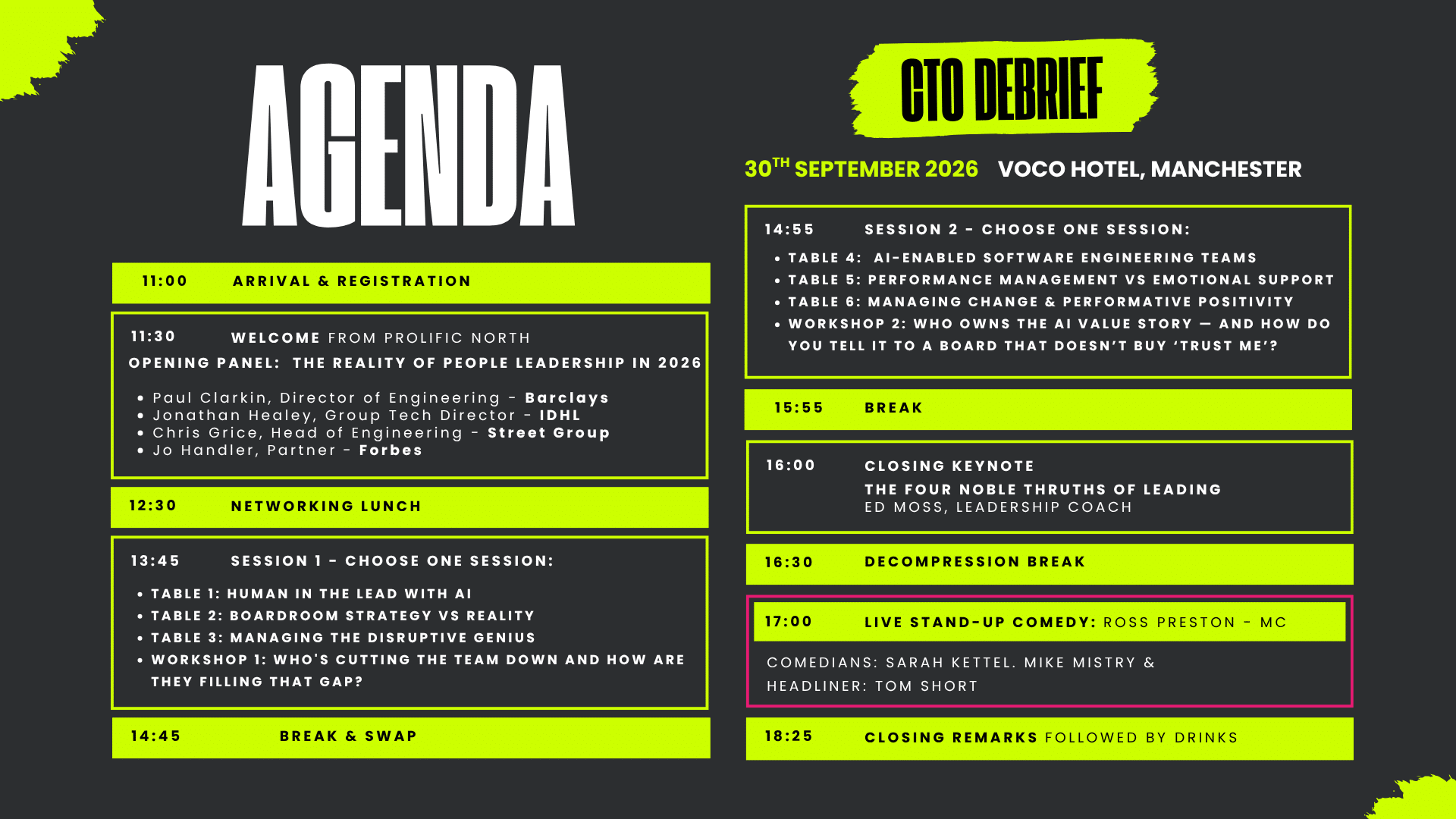 CTO Debrief agenda